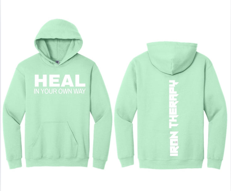 Soft pullover hoodie with healing message