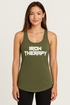 Women’s green tank top featuring a comfortable athletic fit, breathable lightweight fabric, and versatile activewear design ideal for gym workouts, running, yoga, fitness training, sports activities, and casual everyday wear.